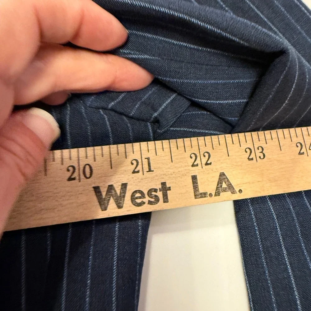 Faconnable Navy Pinstripe Wool Linen Blazer Sz 51 IT/41R Italy Summer - Picture 13 of 15